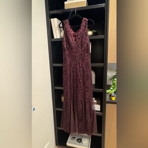 Burgundy Candalite Formal Gown Dress Lace, Tulle and Sequin Size Medium